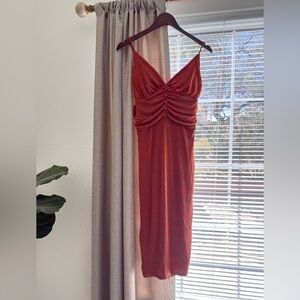 Fashion nova rust spaghetti strap cocktail dress, size xl